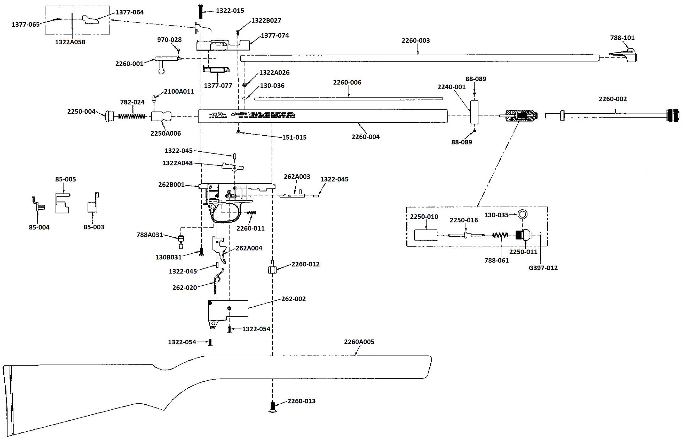 2260, Onderdeeltekening Crosman 2260
